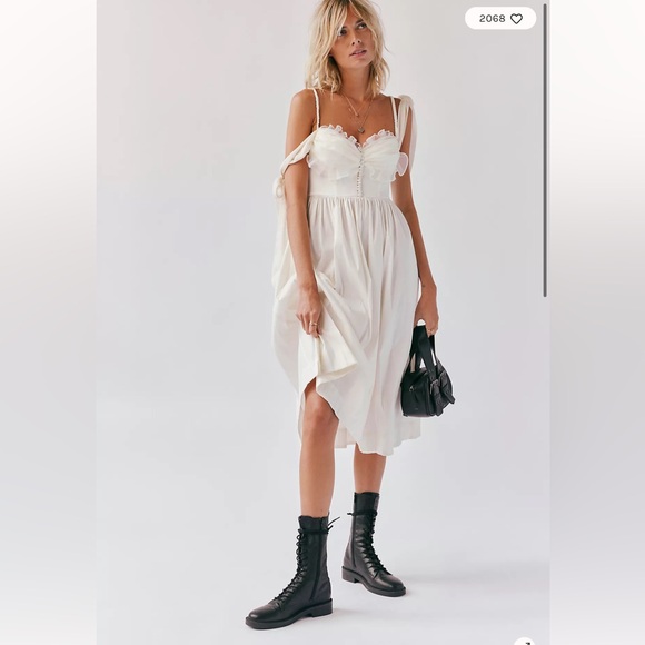 FP X For Love & Lemons Heidi Ruffles Sweetheart Bustier Bridal Midi Dress